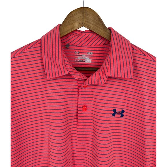 Under Armour HeatGear Loose Fit Striped Polo Shirt Men"s Size L - Picture 2 of 9